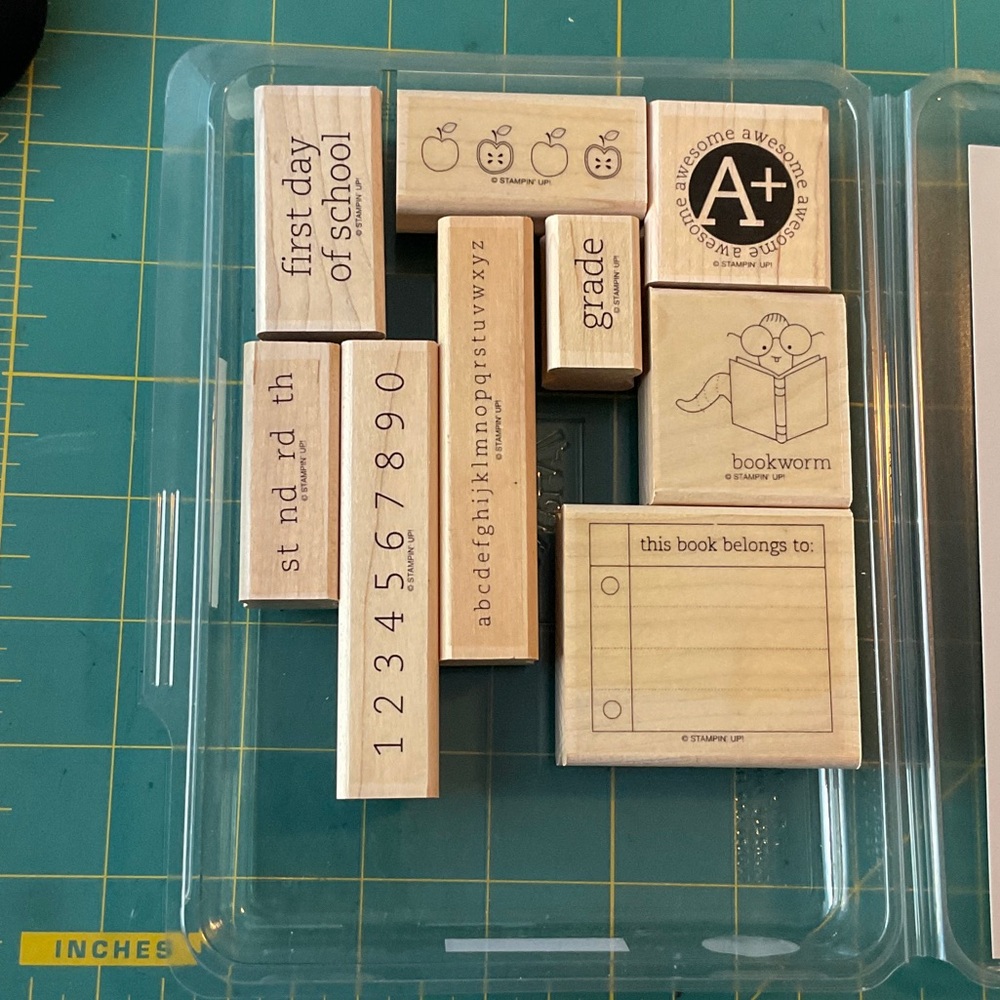 Stampin' Up! “First Day” School-Themed Wooden Rubber Stamp Set